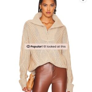 NWT - cream/tan 1/4 zip sweater